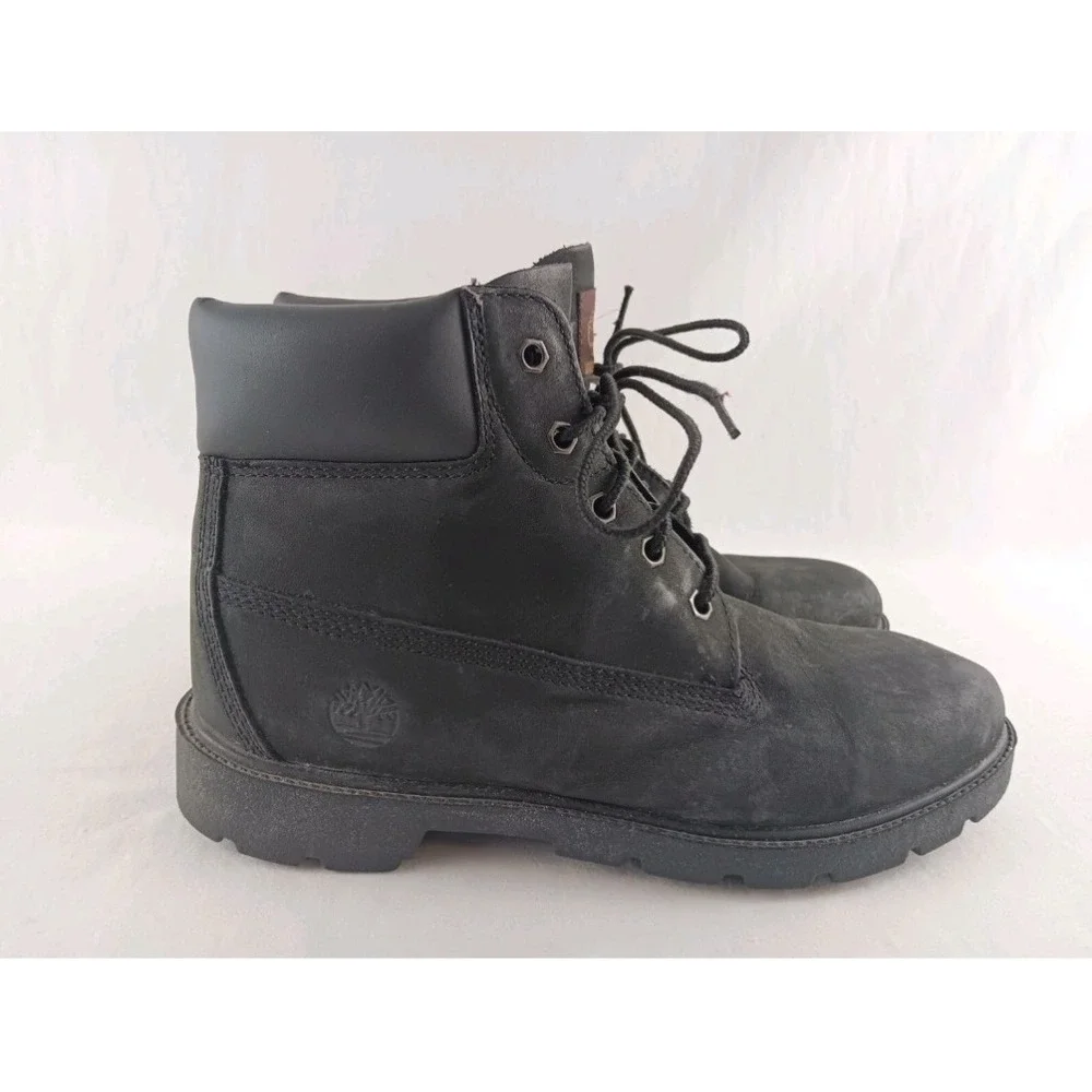Timberland Waterproof Kids Boots 6 Inch Black Leather Size‎ 5.5 Big Boy Shoes